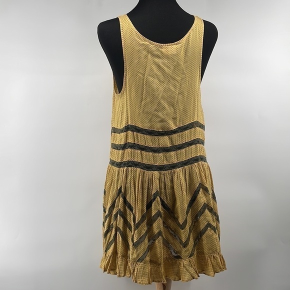 Free People Intimately Voile and Lace Trapeze Slip Pindot Dress Mustard festival - Picture 7 of 9